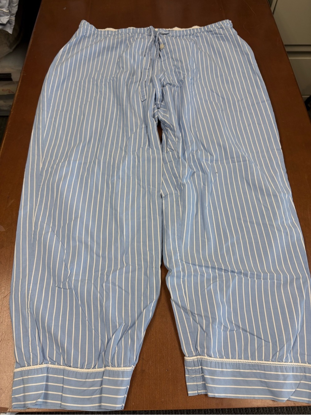 GAP Light Blue and White Striped Cotton Pajama Pants